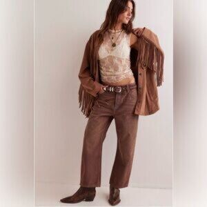 NWT We The Free Deep Trance Dropped Boyfriend Jeans Size 26 Brown
